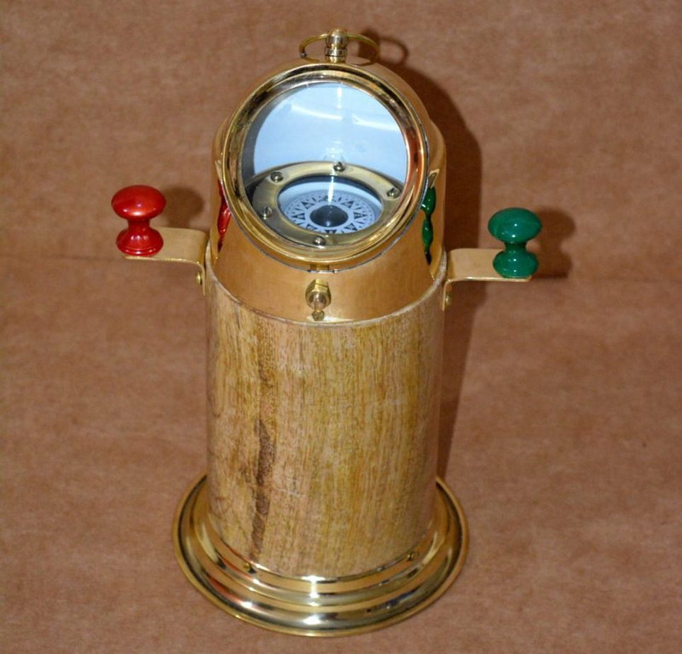 Antique replica brass & wooden gimbal compass 10" ships binnacle gimballed compass father’s day gift