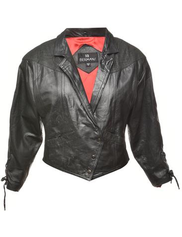 CROPPED LEATHER JACKET - S
