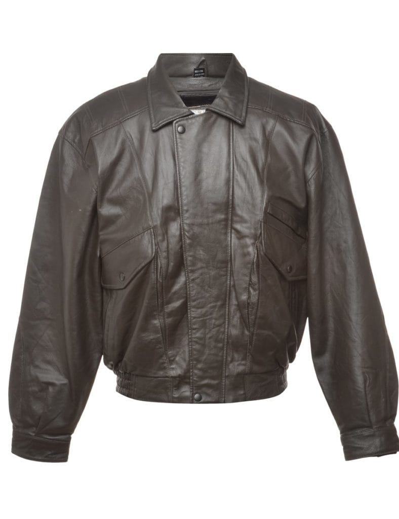 DARK BROWN LEATHER JACKET - L