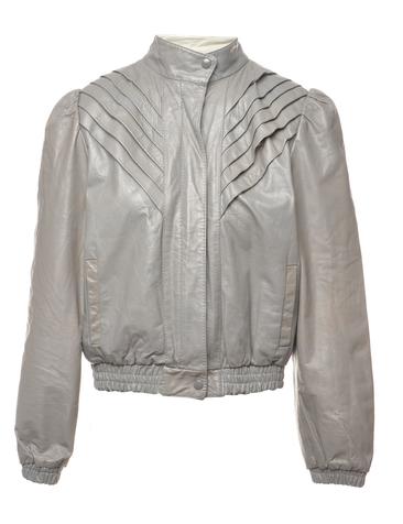 GREY LEATHER JACKET - M