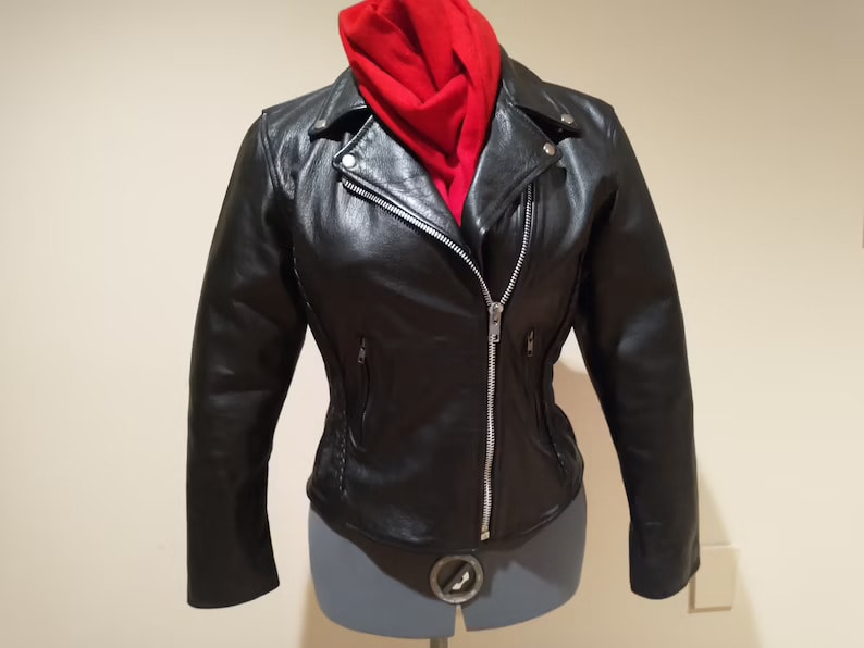 Interstate Leather Women's M Black Leather Motorcycle Jacket Missing the Zip-in Liner