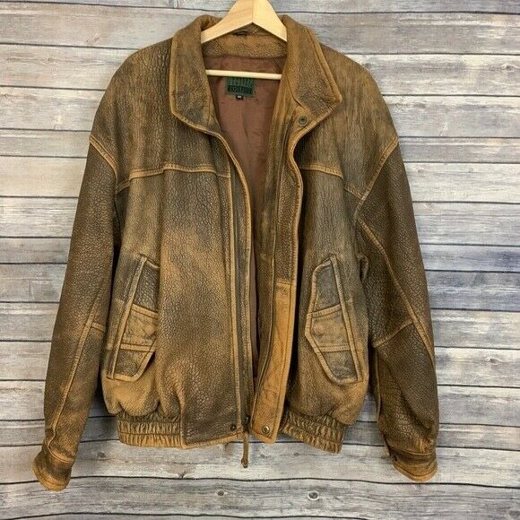 ROBERT COMSTOCK ENDURANCE Brown Leather Zip Up Jacket Size 44R