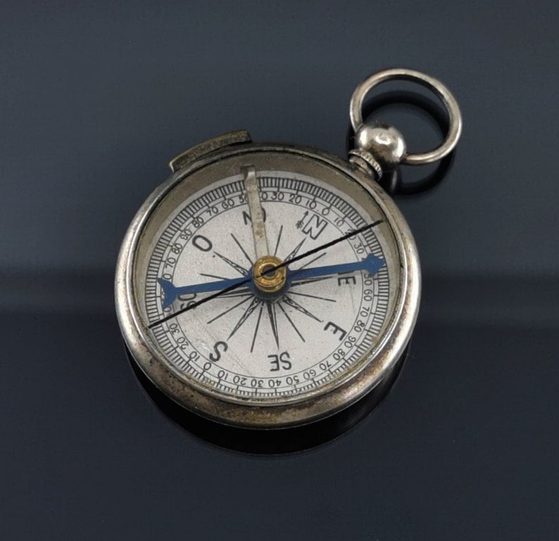 Details about   Nautical Antique Brass Push Button Compass with Black Leather case 