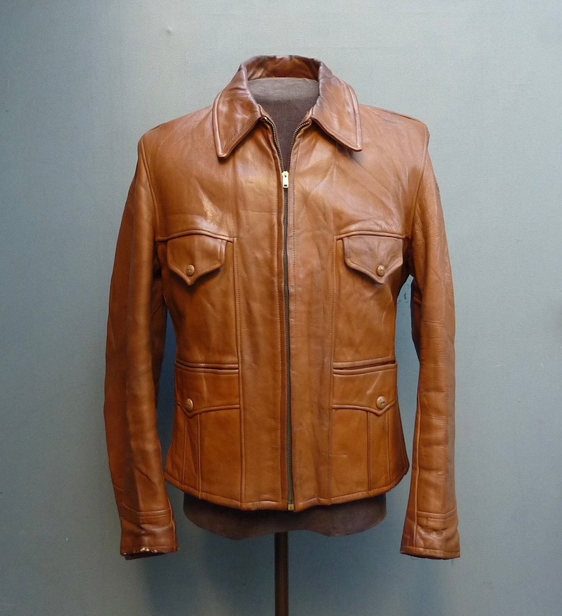 Vintage 1930s 1940s American Leather Jacket