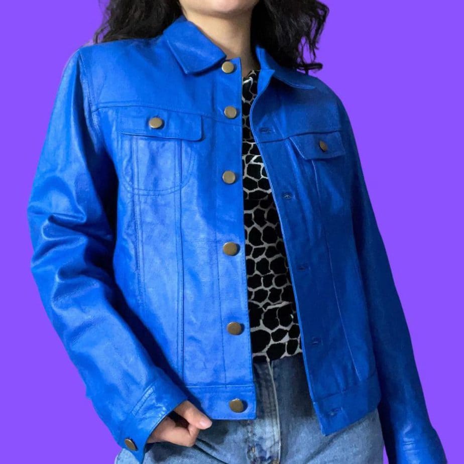 Vintage Blue Leather Jacket