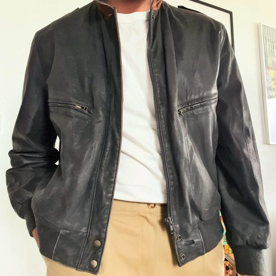 Vintage Leather Bomber Jacket