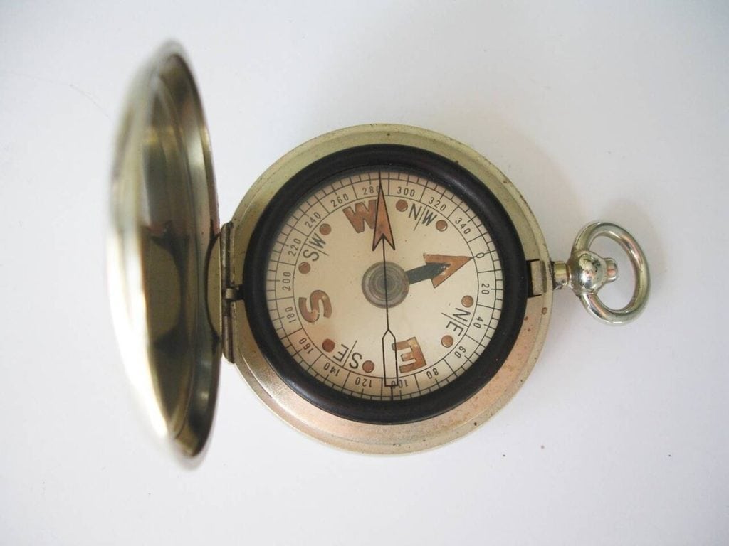 Vintage Nickel Silver Pocket Compass
