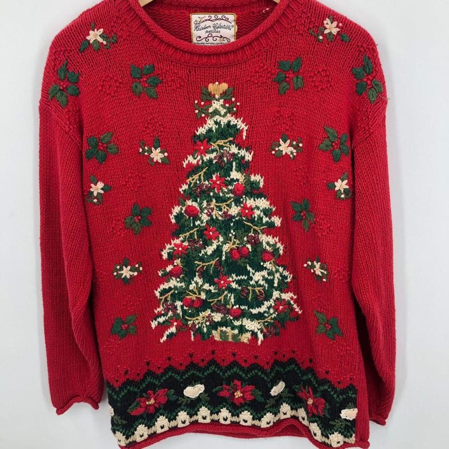 Christmas Tree Sweater Vintage Red Sweater