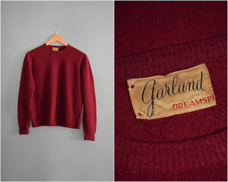 Vintage 1950's 50's Garland Burgundy Wool Pullover Sweater