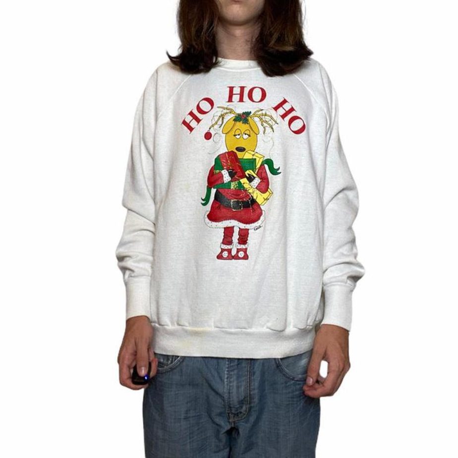 Vintage Christmas Sweater with a reindeer on the front