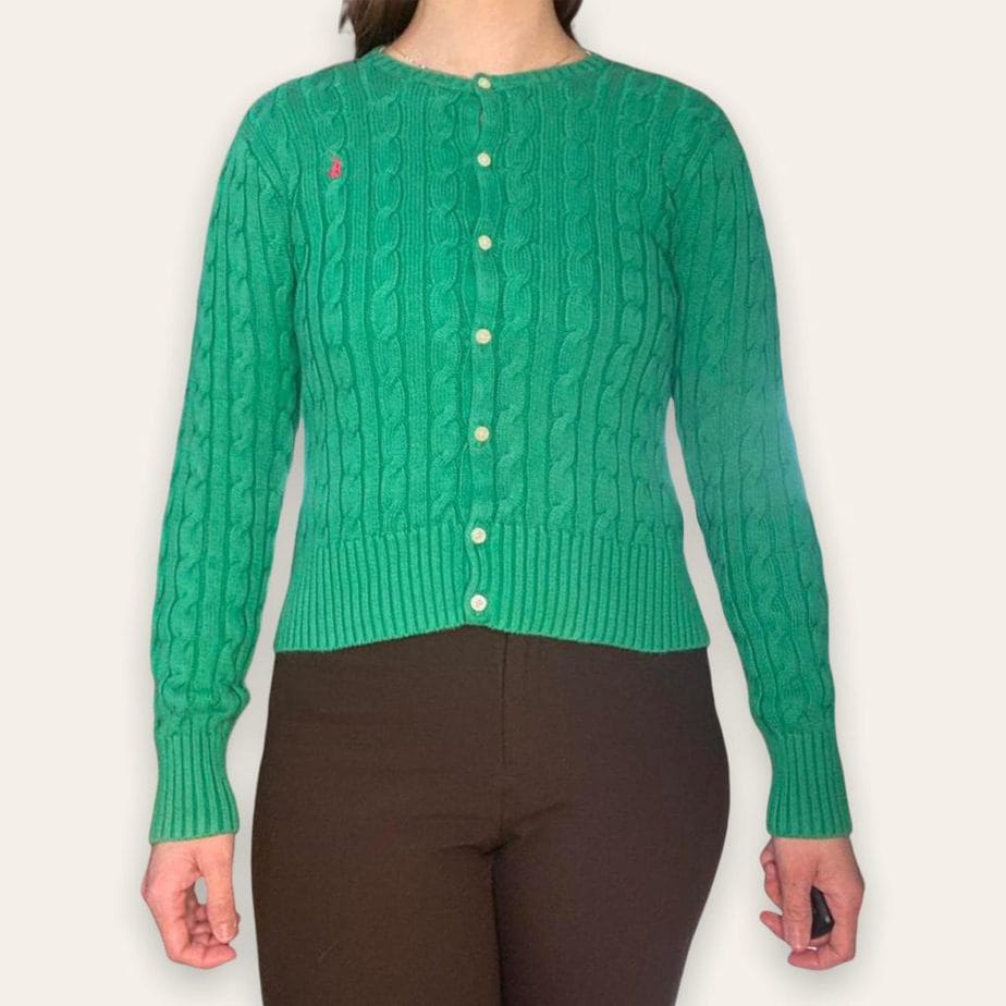 adorable 90s vintage cable knit Ralph Lauren cardigan sweater