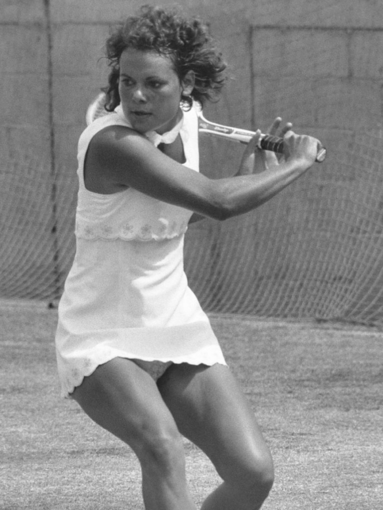 Monica Seles serves as she competes in the U.S. Open Tennis tournament in  New York, September 2, 1995. Seles is a Yugoslav-born, ethnic Hungarian,  American former world number one professional tennis player